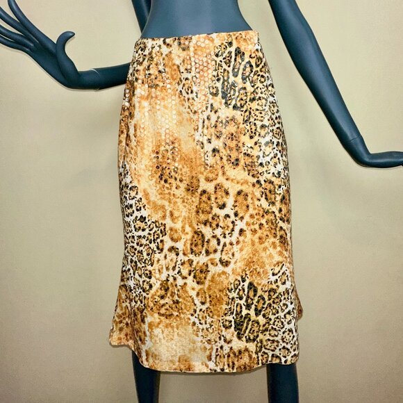ESCADA LEOPARD/CHEETAH PRINT SEQUIN PENCIL SKIRT (VINTAGE)